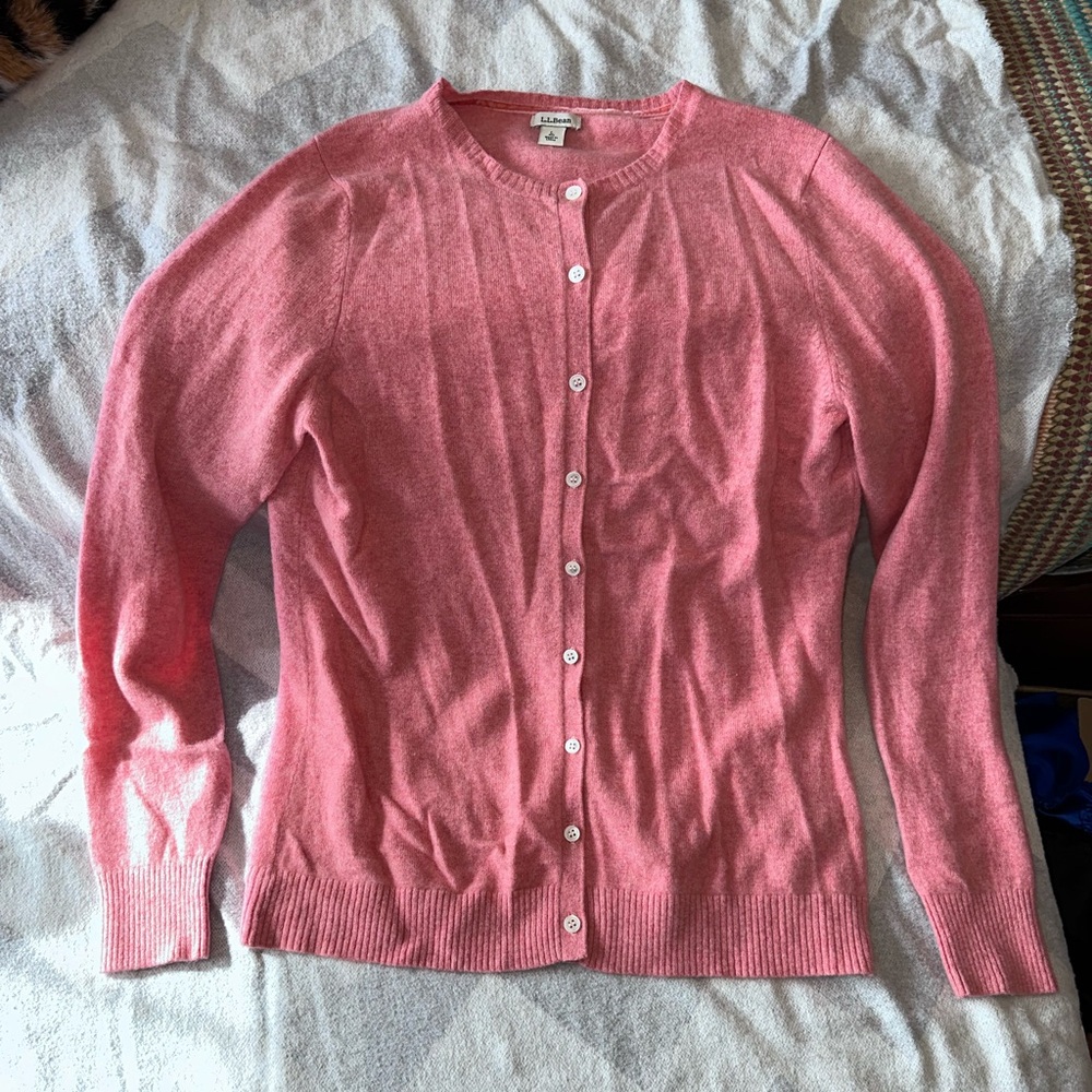 LL Bean Cashmere  Cardigan Pink size Large